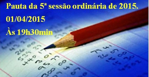 PAUTA DA 5ª SESSÃO ORDINÁRIA DE 2015.  Em atenção ao que dispõe o artigo 182 e parágrafo único do Regimento Interno, torna-se pública a Pauta da 5ª Sessão Ordinária do […]