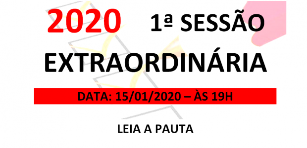 PAUTA DA 1ª SESSÃO EXTRAORDINÁRIA DE 2020 Em atenção ao que dispõe o artigo nº 228, Parágrafo Único inciso I, art. 227, e art. 229 do Regimento Interno desta Casa, […]